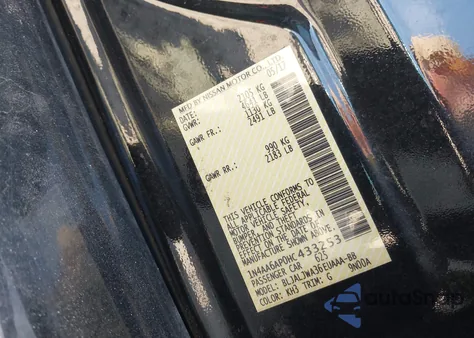 2017 Nissan Maxima 3.5 Sv из США, поврежденный, VIN 1N4AA6AP0HC433253